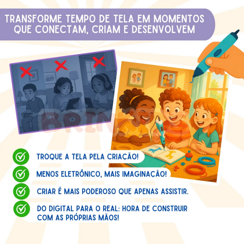 Caneta 3D Infantil Criativa – Desenhe e Construa no Ar