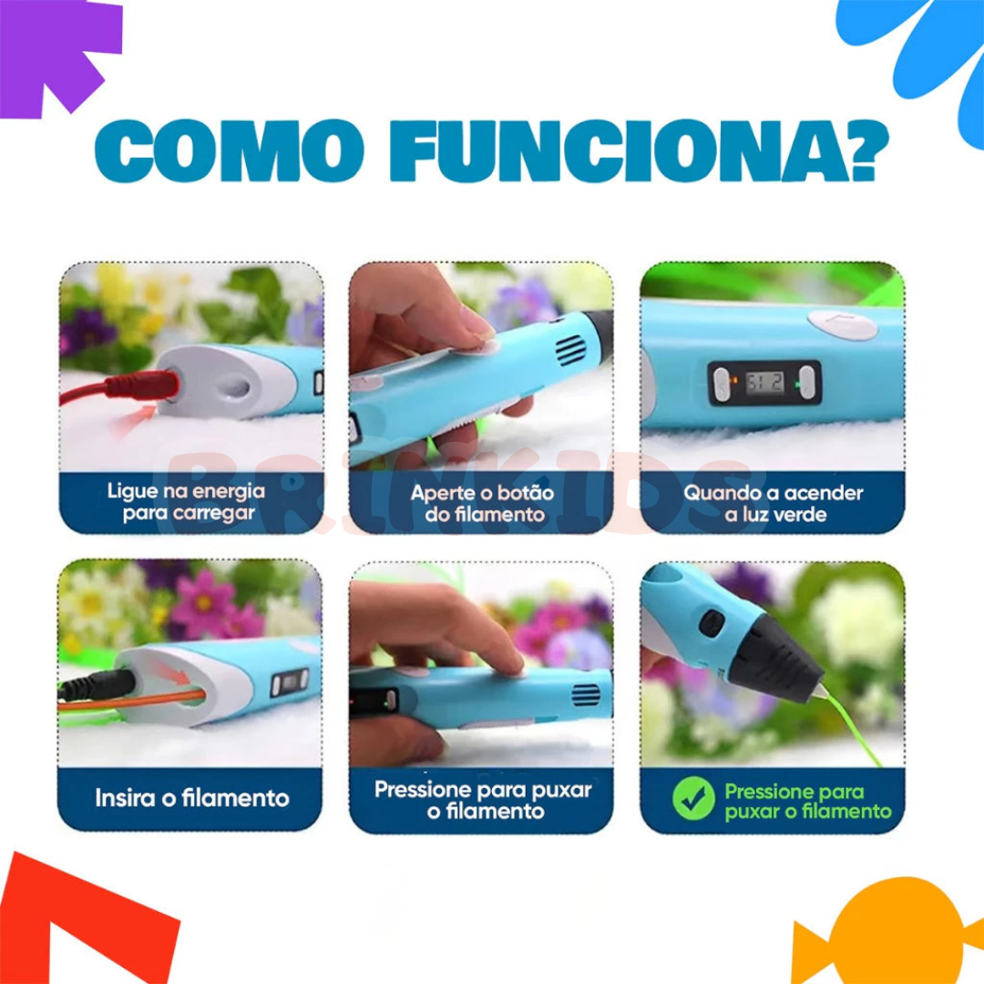 Caneta 3D Infantil Criativa – Desenhe e Construa no Ar