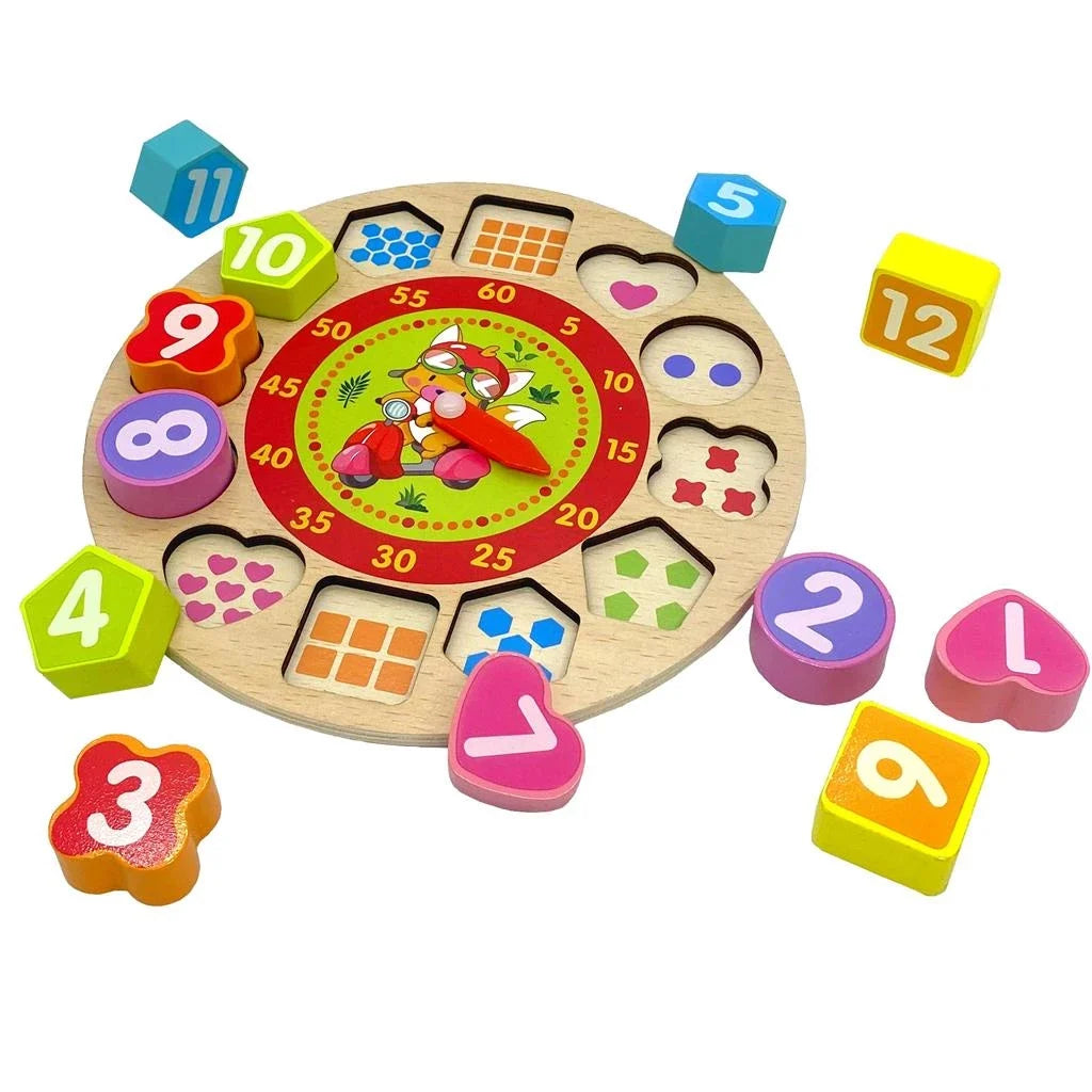 Relógio Educativo de Madeira Montessori – Aprender as Horas Brincando