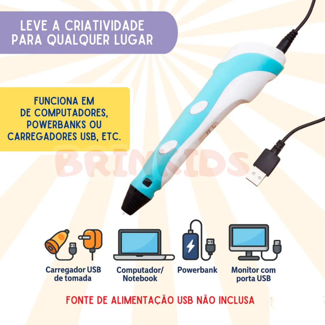 Caneta 3D Infantil Criativa – Desenhe e Construa no Ar
