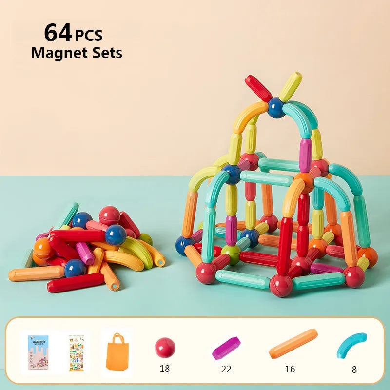 Blocos Magnéticos Educativos Montessori – Conjunto de Construção Infantil