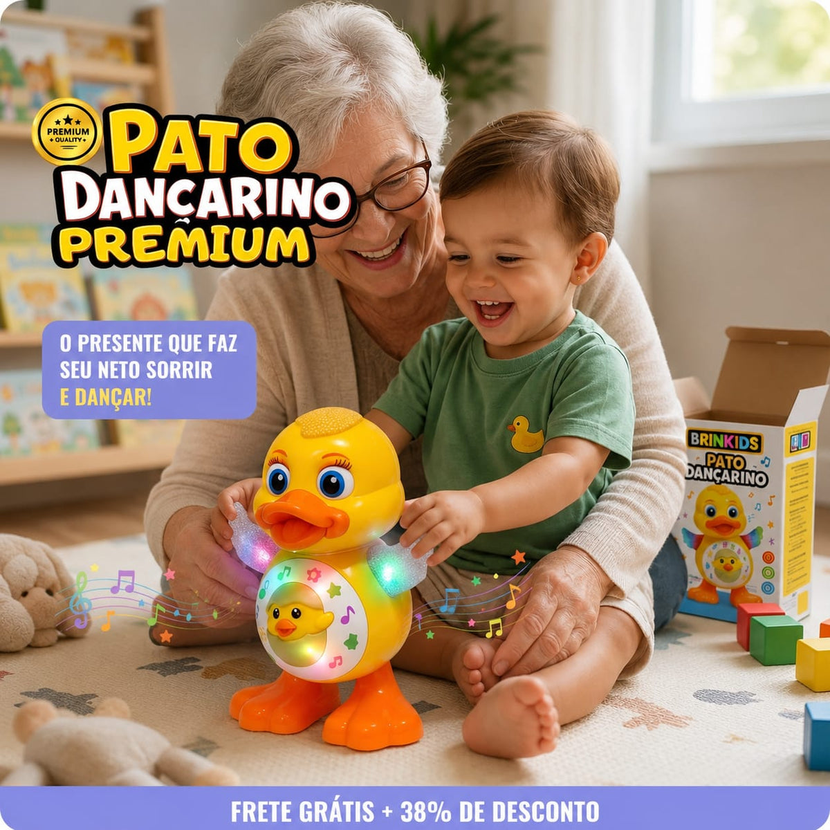 Patinho Infantil 3 em 1 - Canta, dança e  acende Luzes