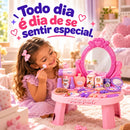 Penteadeira Infantil com Espelho e 30 Acessórios – Rosa ou Azul