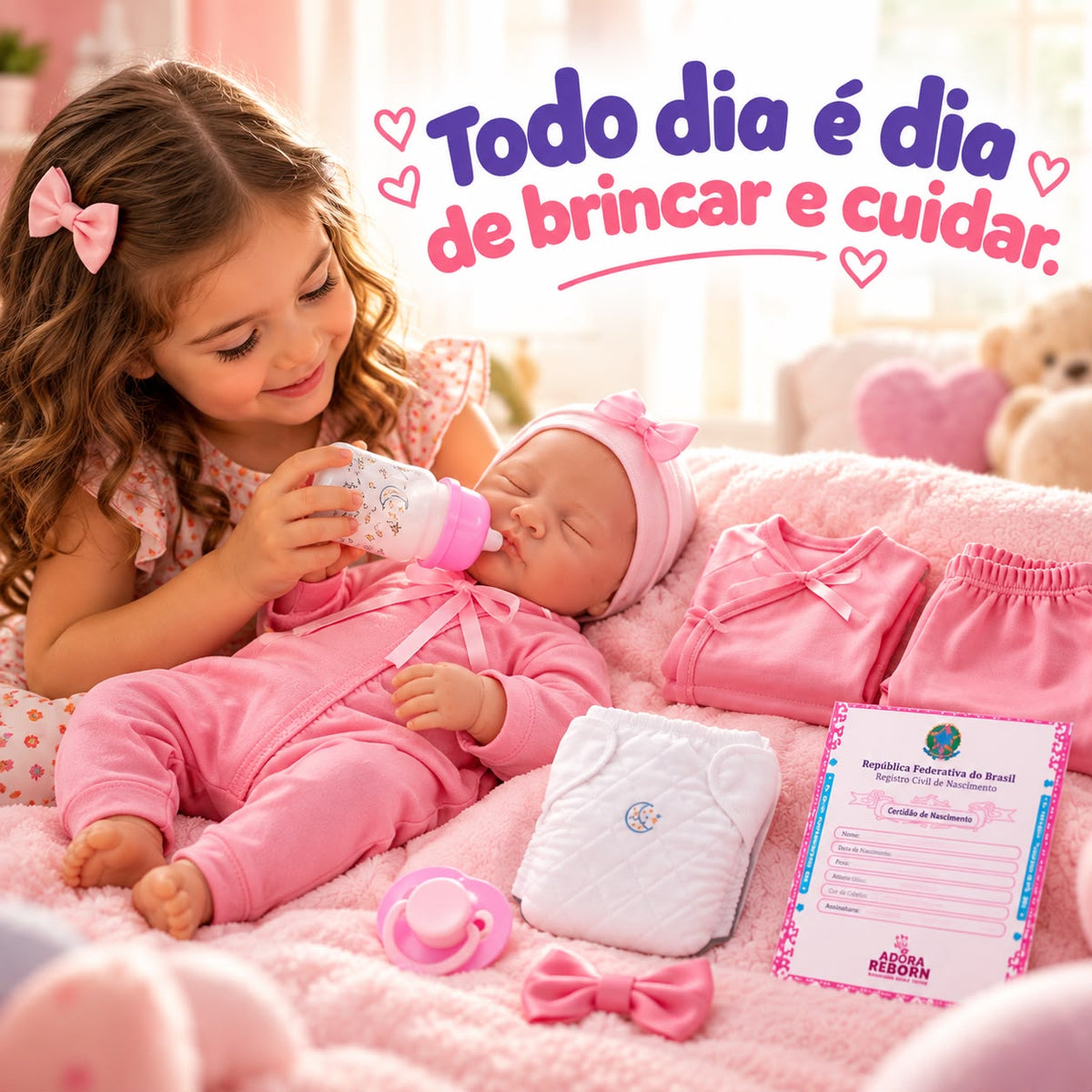 Bebê Reborn Recém-Nascido Realista que Pode Dar Banho com Acessórios