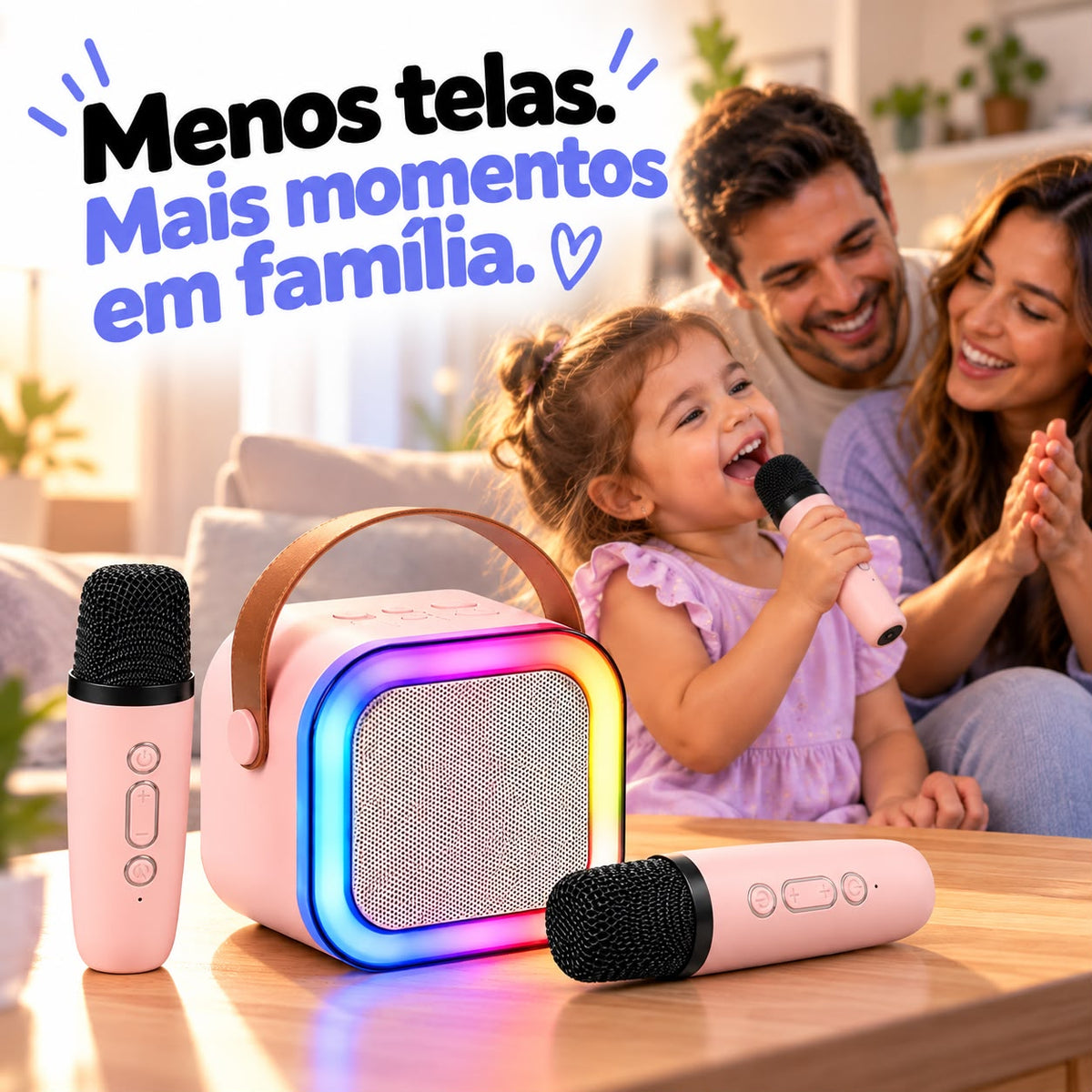 Kit Karaokê Infantil com Caixa de Som Bluetooth e Microfone Sem Fio
