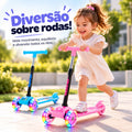 Patinete Infantil 3 Rodas com Luz de LED Dobrável – Rosa ou Azul