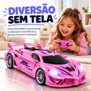 Carrinho de Controle Remoto Rosa Recarregável com Faróis de LED