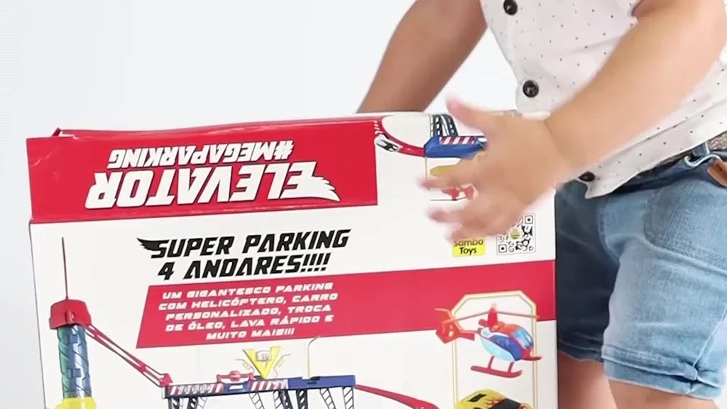 Garagem de Carrinhos 4 Andares com Elevador, Helicóptero e Lava Rápido
