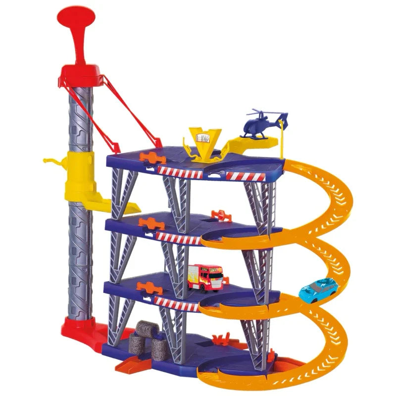 Garagem de Carrinhos 4 Andares com Elevador, Helicóptero e Lava Rápido