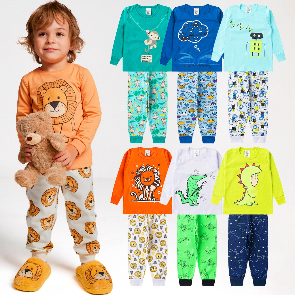Kit Pijama Infantil Masculino 4 Peças
