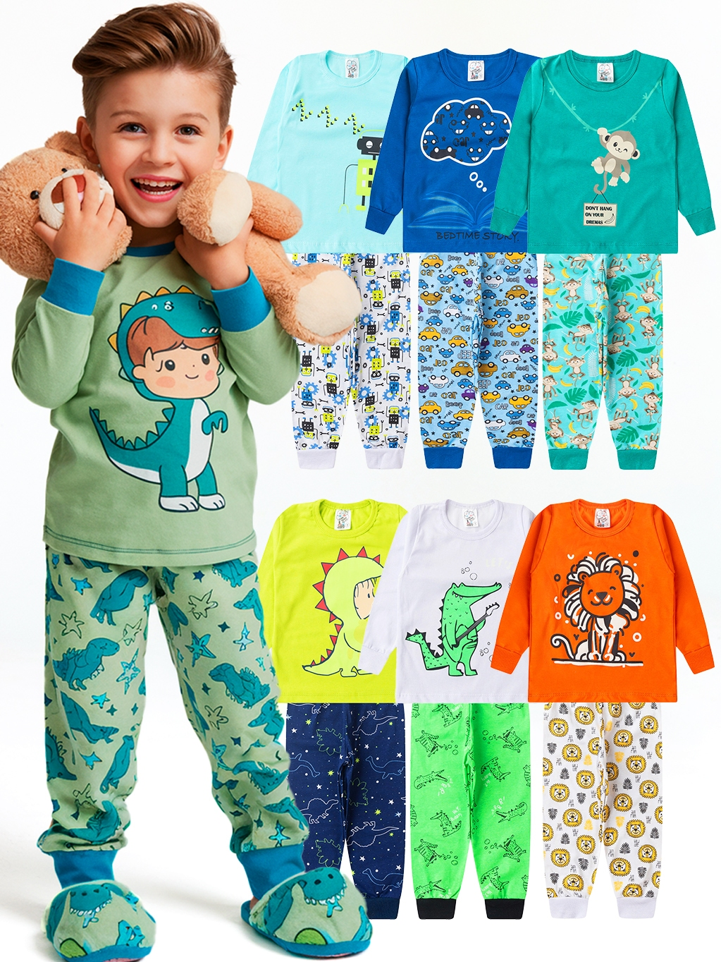 Kit Pijama Infantil Masculino 4 Peças
