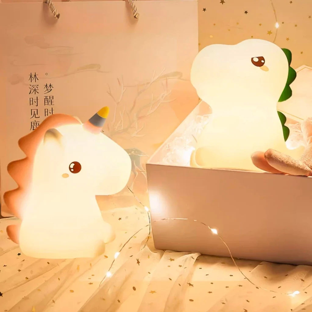 Luminária Unicórnio Infantil de Silicone Touch – 7 Cores Recarregável