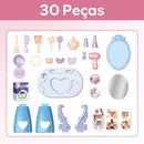 Penteadeira Infantil com Espelho e 30 Acessórios – Rosa ou Azul