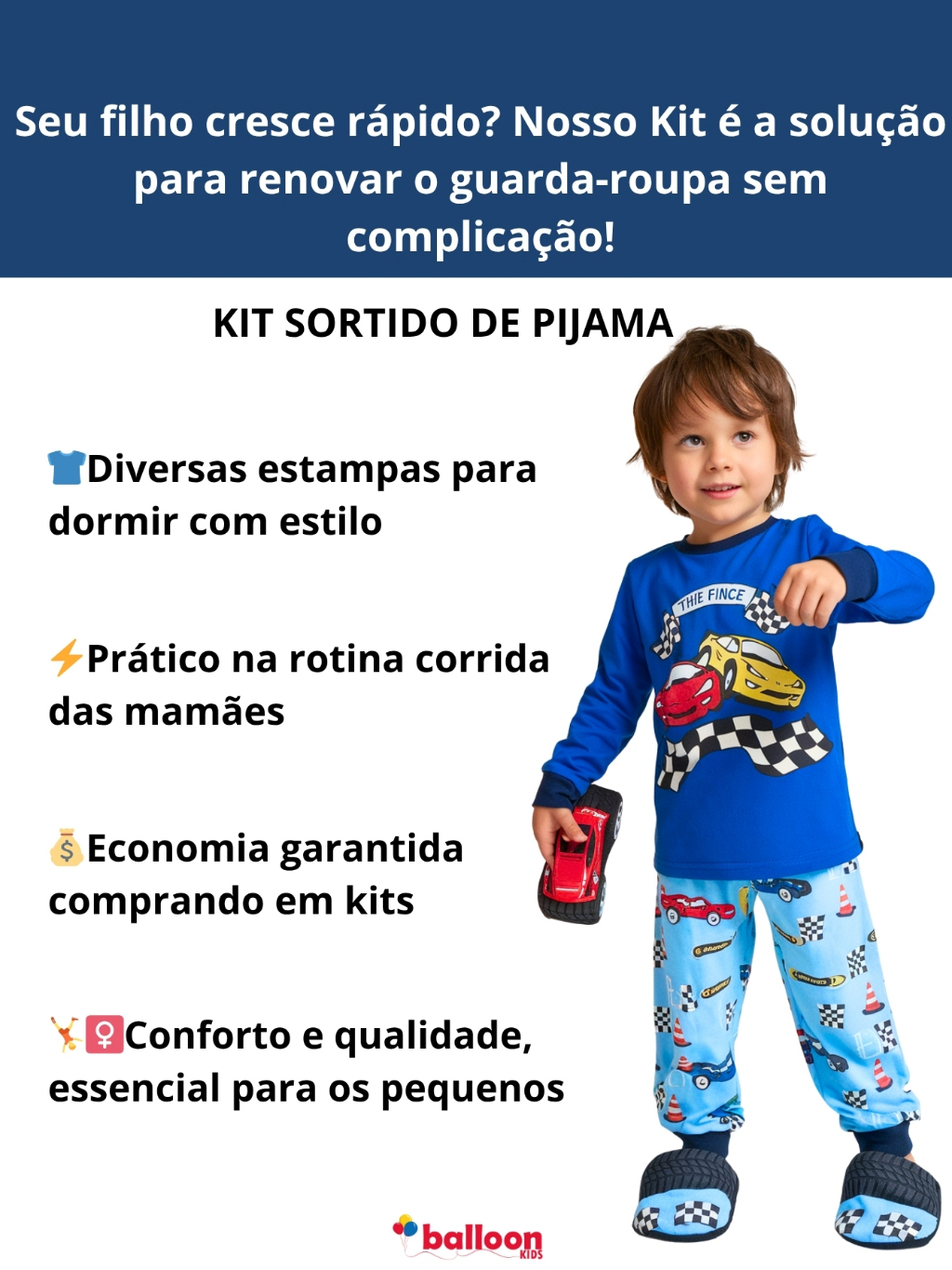 Kit Pijama Infantil Masculino 4 Peças