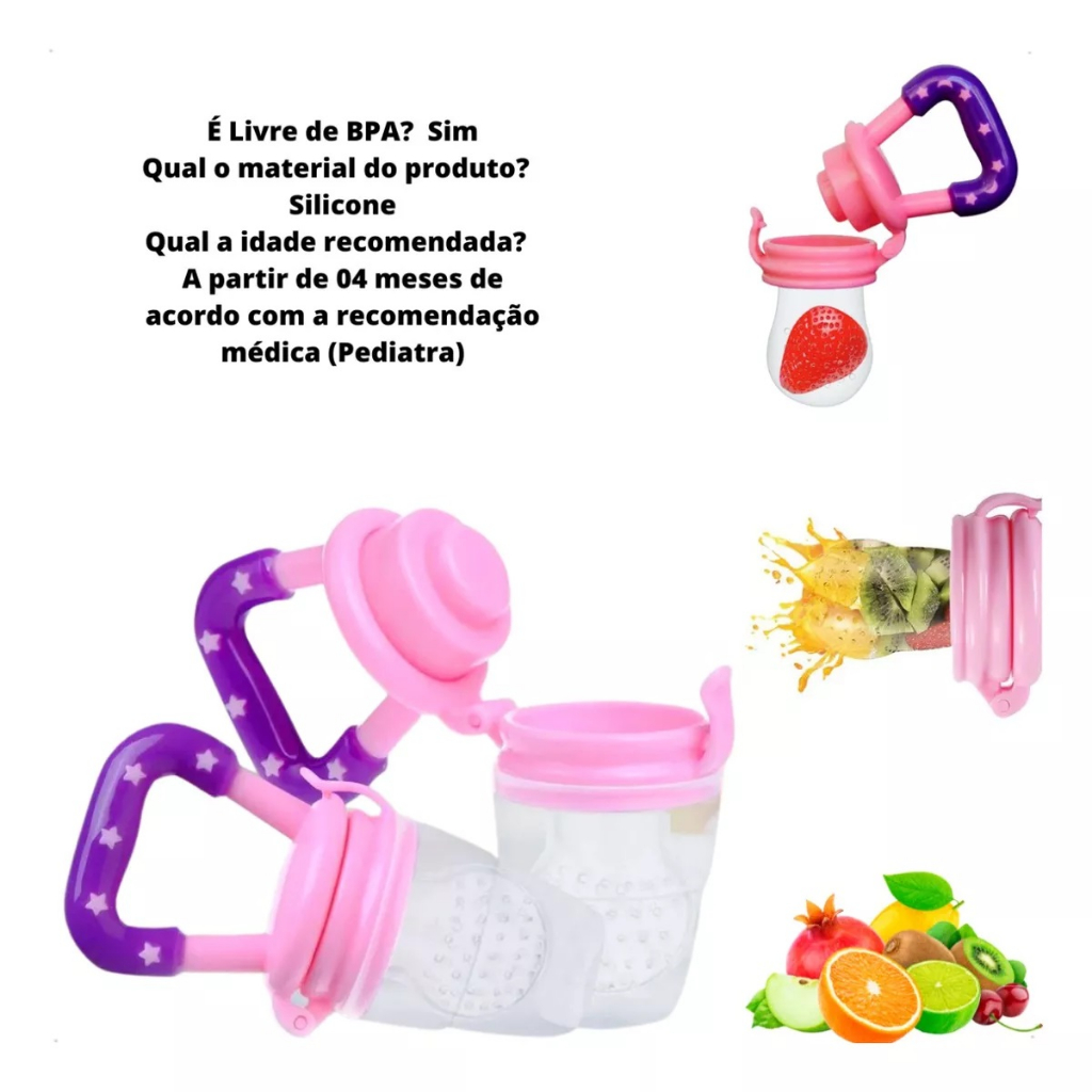 Chupeta Alimentadora Mordedor de Silicone Porta Fruta