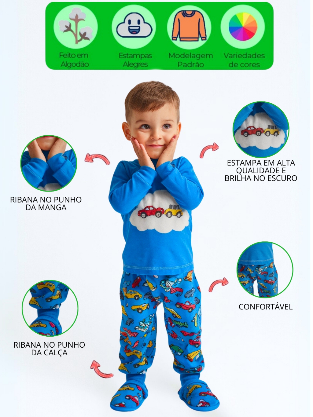 Kit Pijama Infantil Masculino 4 Peças