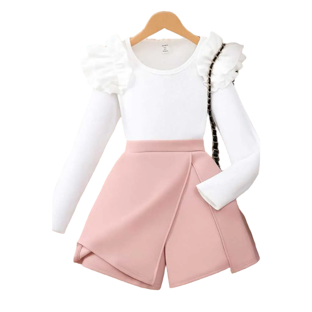 Short Saia em Suede + Blusa Ribana/Canelada