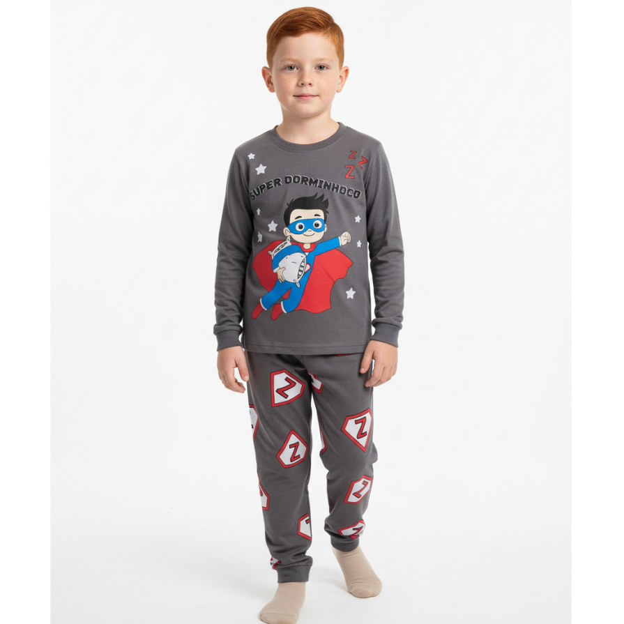 Pijama Infantil Masculino Manga Longa com Calça