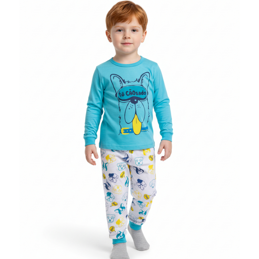 Pijama Infantil Masculino Manga Longa com Calça