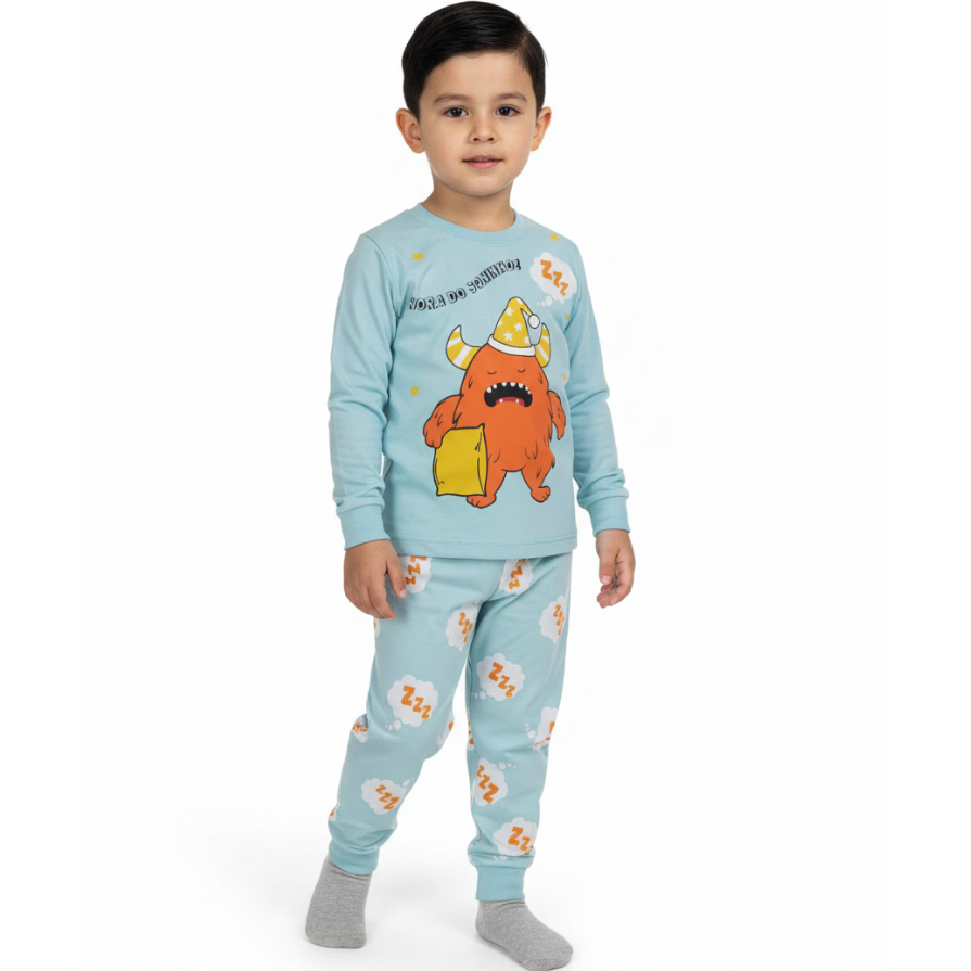 Pijama Infantil Masculino Manga Longa com Calça