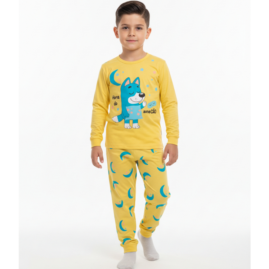 Pijama Infantil Masculino Manga Longa com Calça