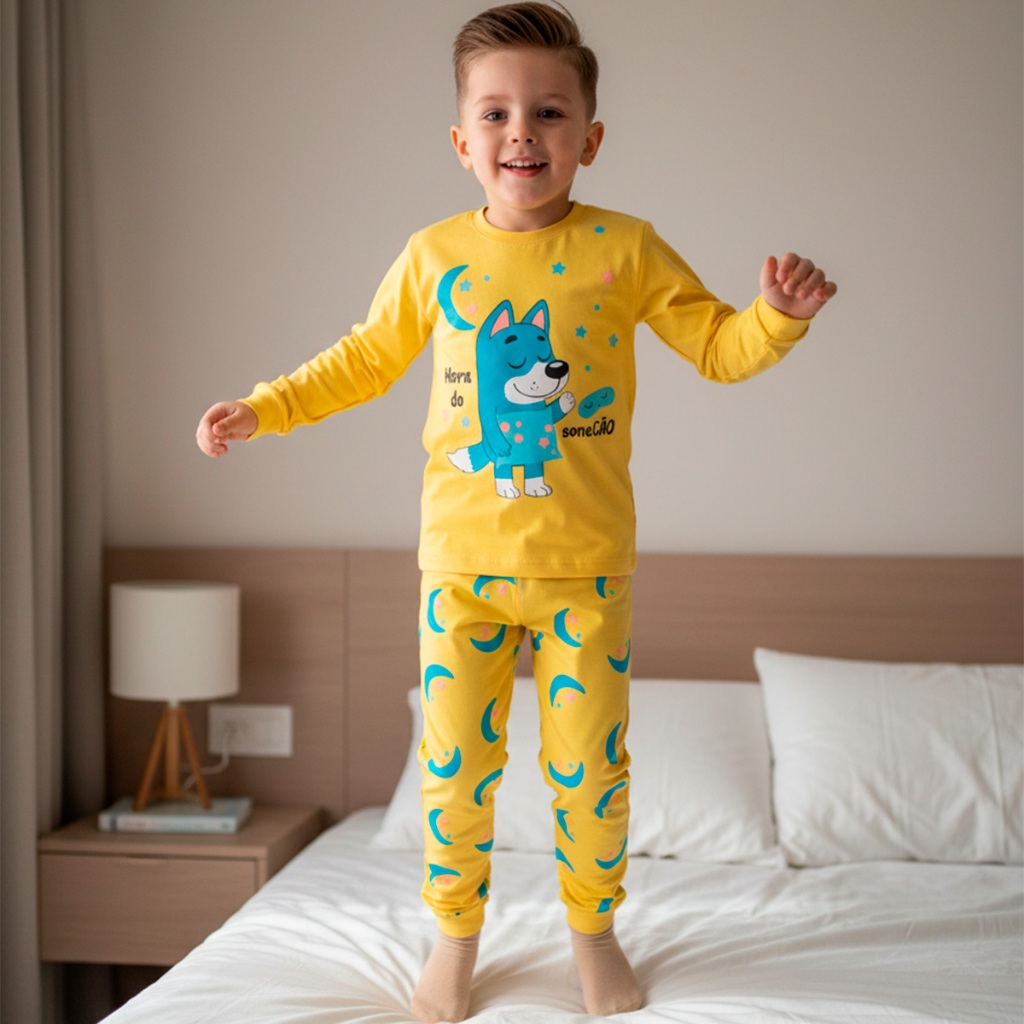 Pijama Infantil Masculino Manga Longa com Calça