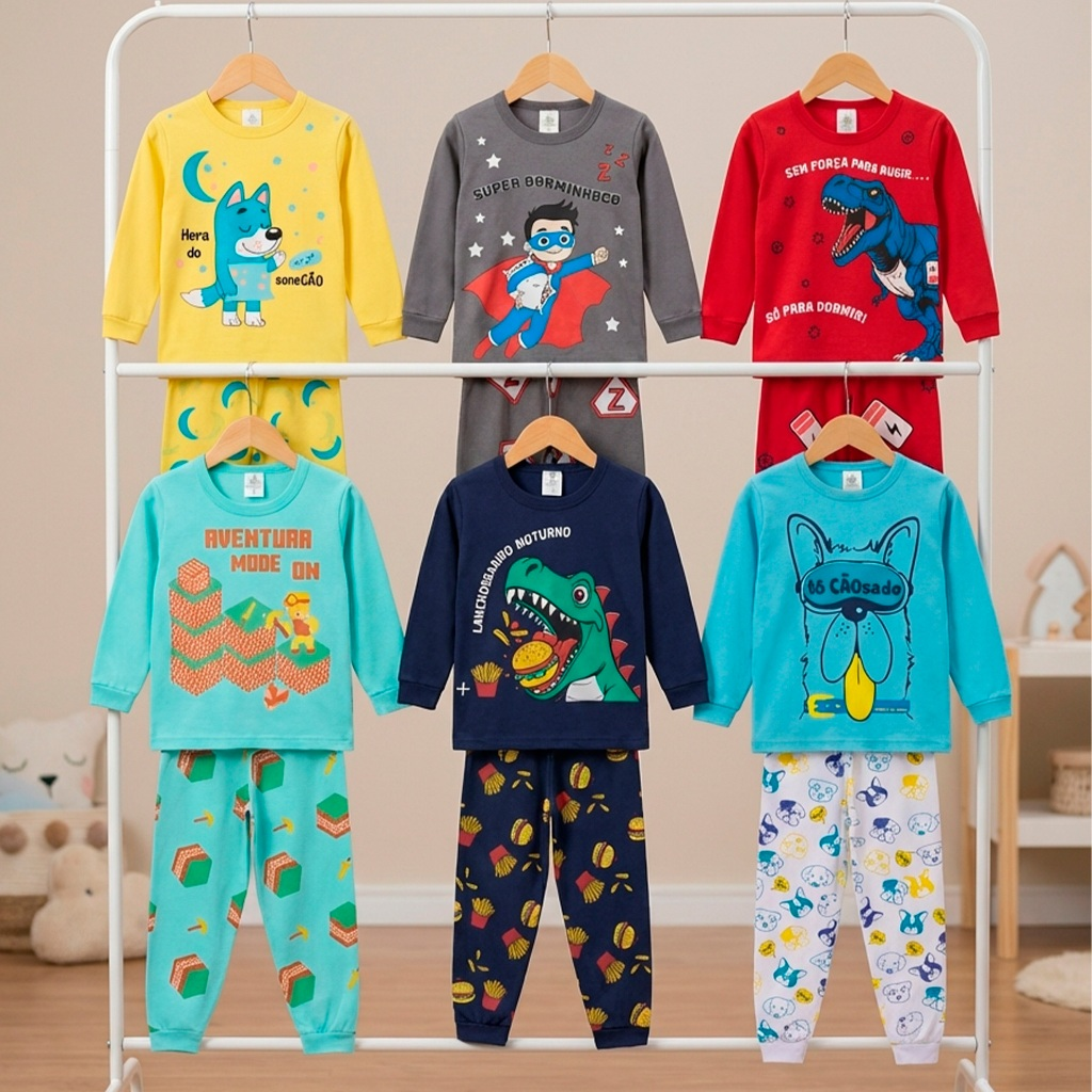 Pijama Infantil Masculino Manga Longa com Calça
