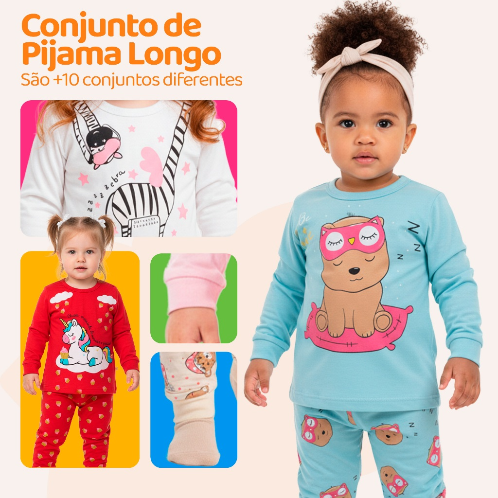 Conjunto Pijama Infantil 100% Algodão