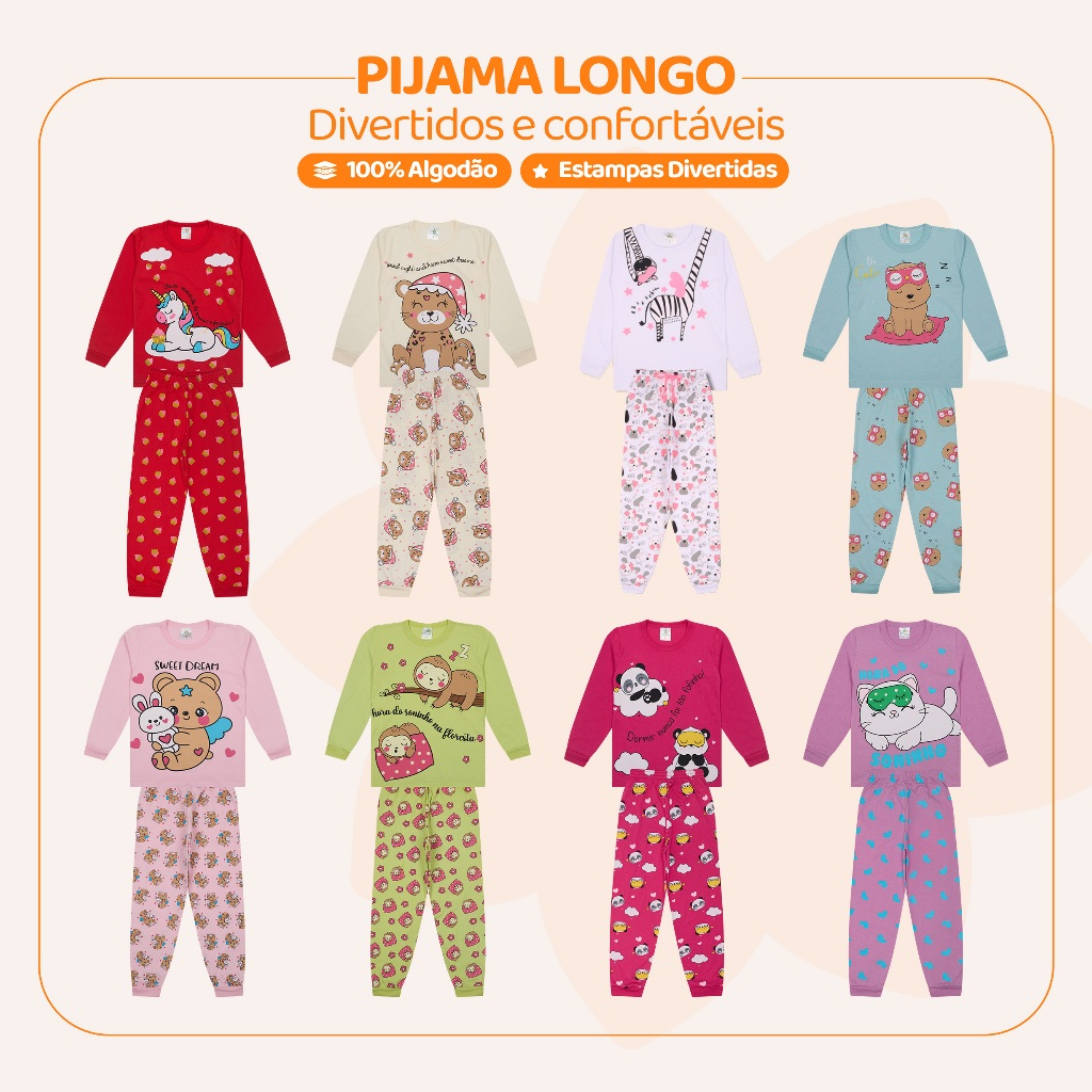 Conjunto Pijama Infantil 100% Algodão