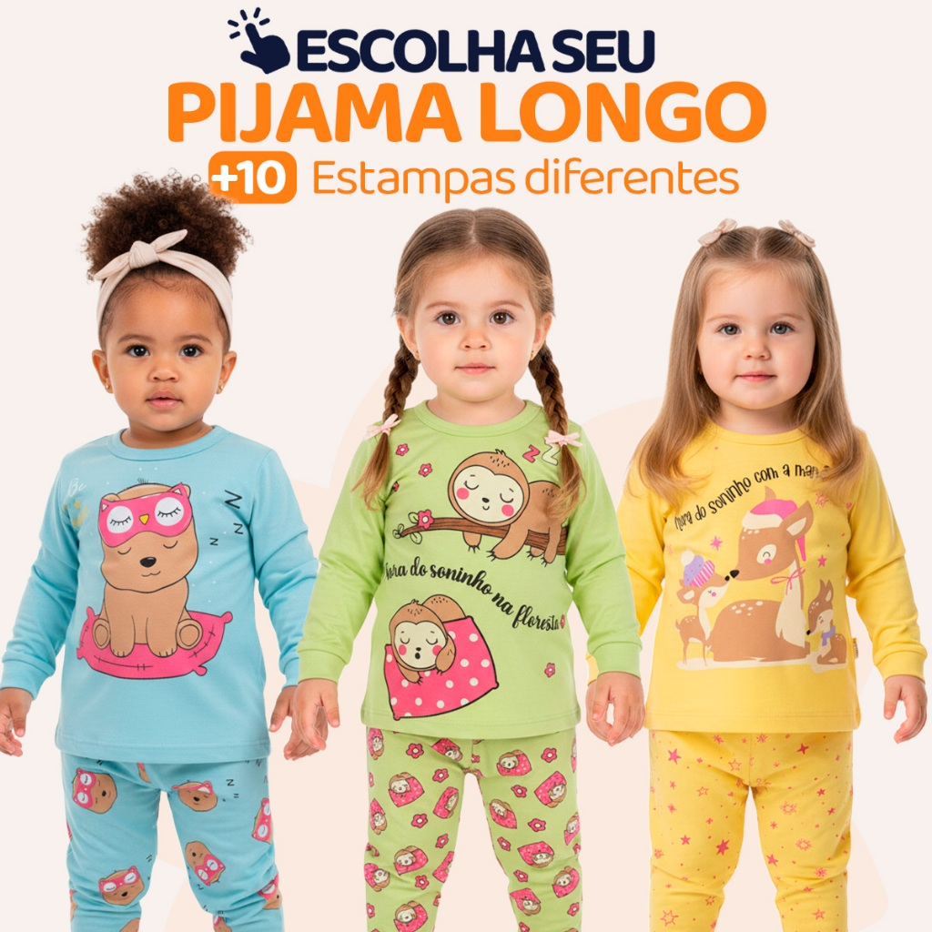 Conjunto Pijama Infantil 100% Algodão