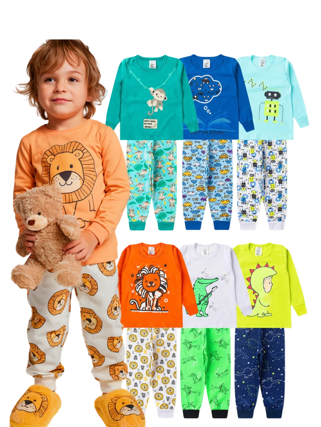 Kit Pijama Infantil Masculino 4 Peças