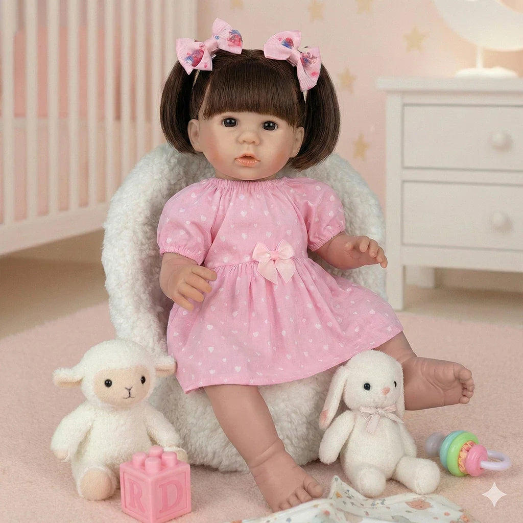 Bebê Reborn Menina Realista 44 cm com Enxoval e Certidão
