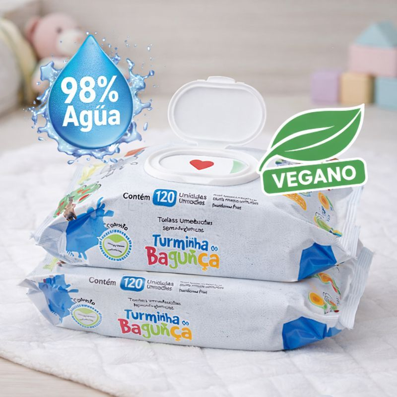 Kit com 5 Pacotes de Lenços Umedecidos C/ Tampa Flip Top