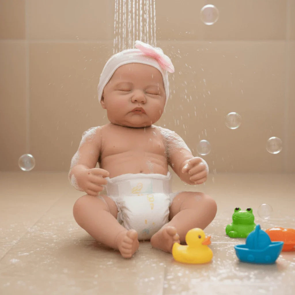 Bebê Reborn Recém-Nascido Realista que Pode Dar Banho com Acessórios