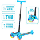 Patinete Infantil 3 Rodas com Luz de LED Dobrável – Rosa ou Azul