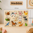Quebra-Cabeça de Encaixe de Madeira Animais – 12 Peças com Nomes