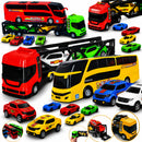 Caminhão Cegonha de Brinquedo com Ônibus e Carrinhos