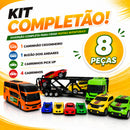 Caminhão Cegonha de Brinquedo com Ônibus e Carrinhos