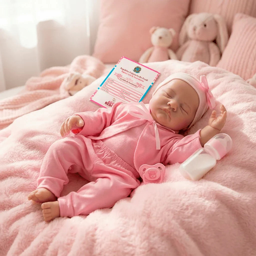 Bebê Reborn Recém-Nascido Realista que Pode Dar Banho com Acessórios