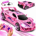Carrinho de Controle Remoto Rosa Recarregável com Faróis de LED