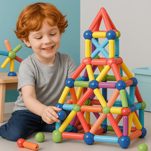Blocos Magnéticos Educativos Montessori – Conjunto de Construção Infantil