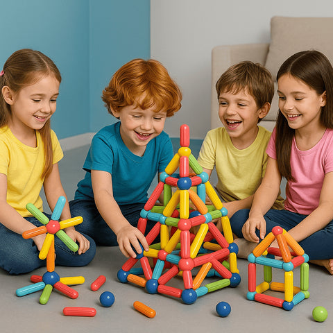 Blocos Magnéticos Educativos Montessori – Conjunto de Construção Infantil