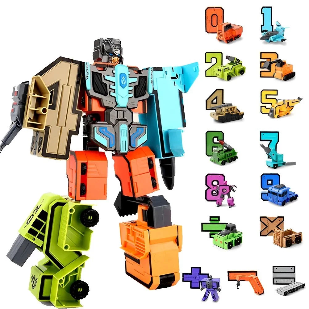 Robôs Números Transformáveis 0 a 9 – Brinquedo Educativo 2 em 1