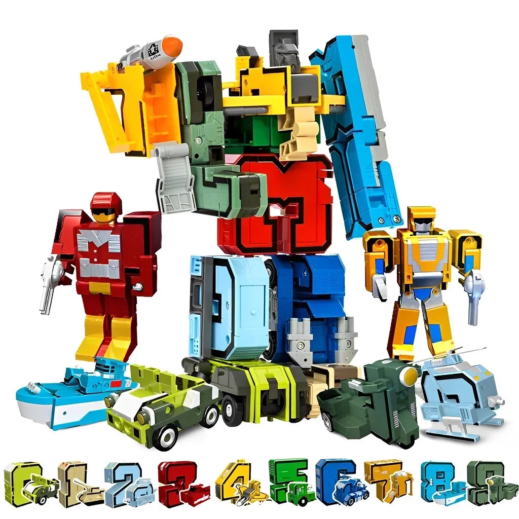 Robôs Números Transformáveis 0 a 9 – Brinquedo Educativo 2 em 1