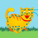 Kit 3 Alinhavos de Madeira Montessori – Cachorro, Gato e Vaca