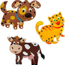 Kit 3 Alinhavos de Madeira Montessori – Cachorro, Gato e Vaca
