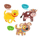 Kit 3 Alinhavos de Madeira Montessori – Cachorro, Gato e Vaca