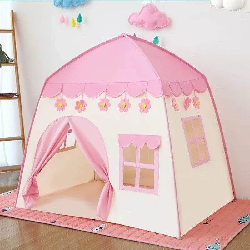 Barraca Infantil Castelo Casinha de Brincar com Janelas – Rosa ou Azul