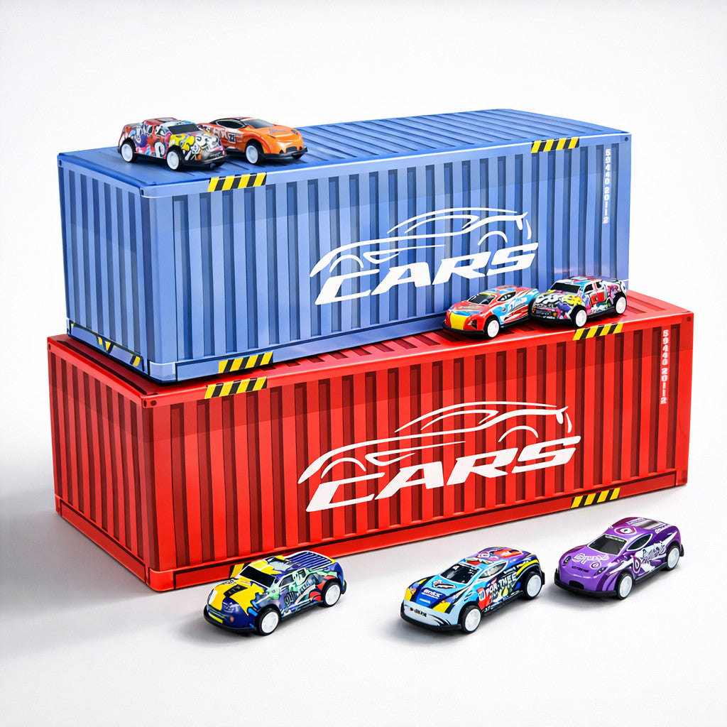 Kit 48 Carrinhos de Metal de Fricção com Maleta Container e Pista